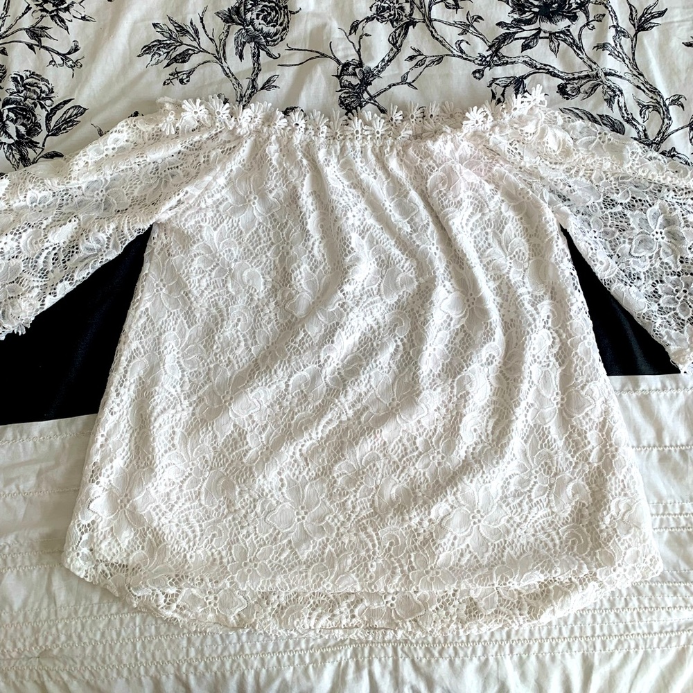 White Lace Off-Shoulder Blouse